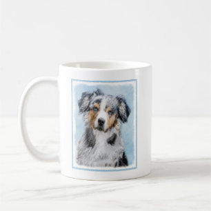 Caneca De Café Pintura Miniatura de Pastor Americano - Arte Canin