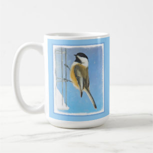 Caneca De Café Pintura no alimentador - Arte de pássaro original