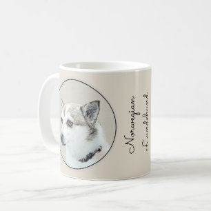 Caneca De Café Pintura Norueguesa De Lundehund - Arte Original De