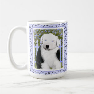 Caneca De Café Pintura para papoilas de Sheepdog Inglês - Arte p