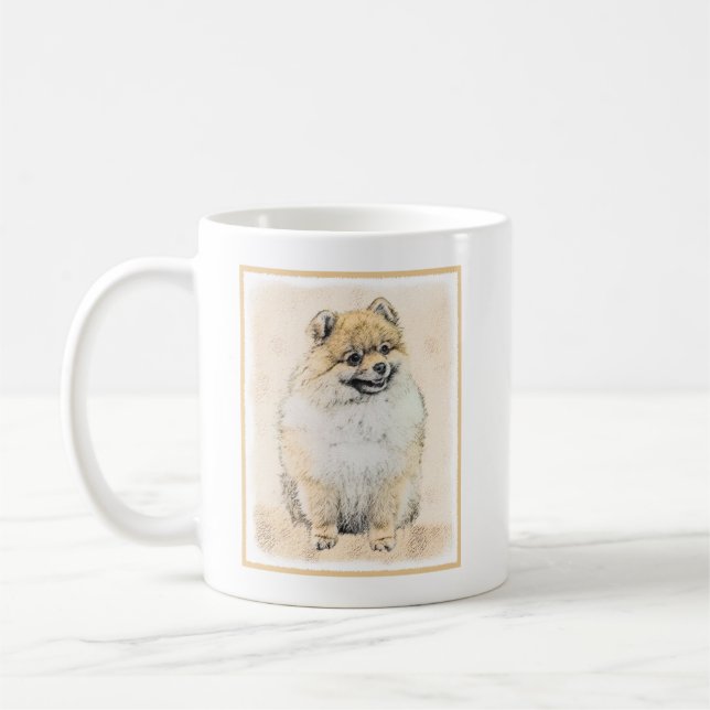 Caneca De Café Pintura Pomeraniana (Laranja) - Arte Canina Origin (Esquerda)