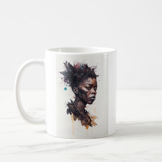 Caneca De Café Pintura Por Aquarela, Lindas Mulheres Africanas (Esquerda)