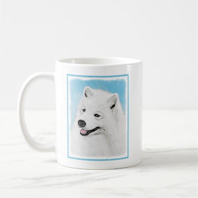 Caneca De Café Pintura Samoyed - Arte Cachorosa Original (Esquerda)