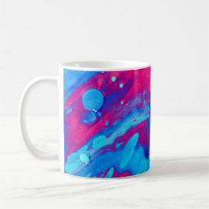Caneca De Café Pintura violeta e abstrato azul