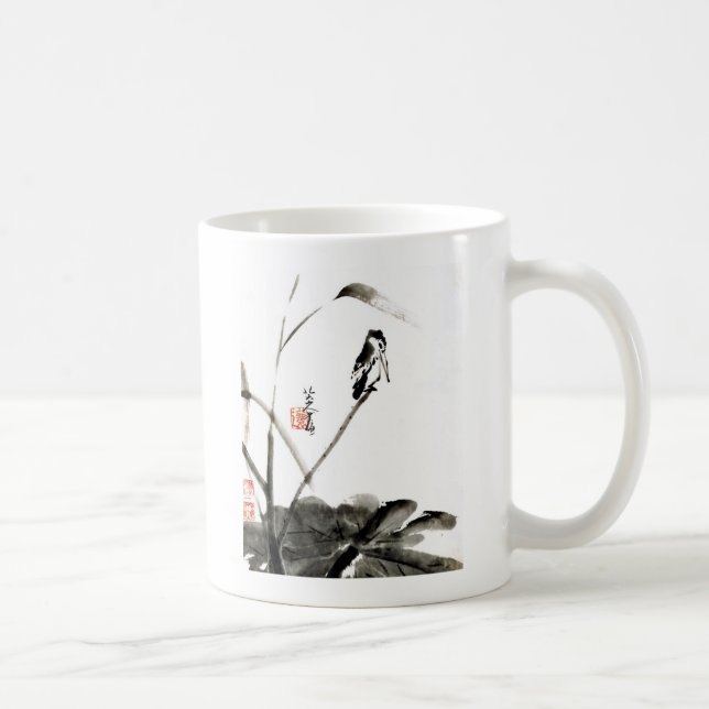 Caneca De Café pinturas antigas aquarelas chinesas (Direita)