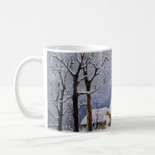 Caneca De Café Pinturas de petróleo paisagem rural. Inverno. Velh