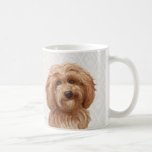 Caneca De Café Pinturas do cão de Labradoodle/amor de (Direita)