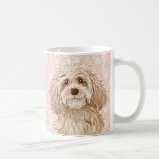 Caneca De Café Pinturas do cão de Labradoodle/amor de (Direita)