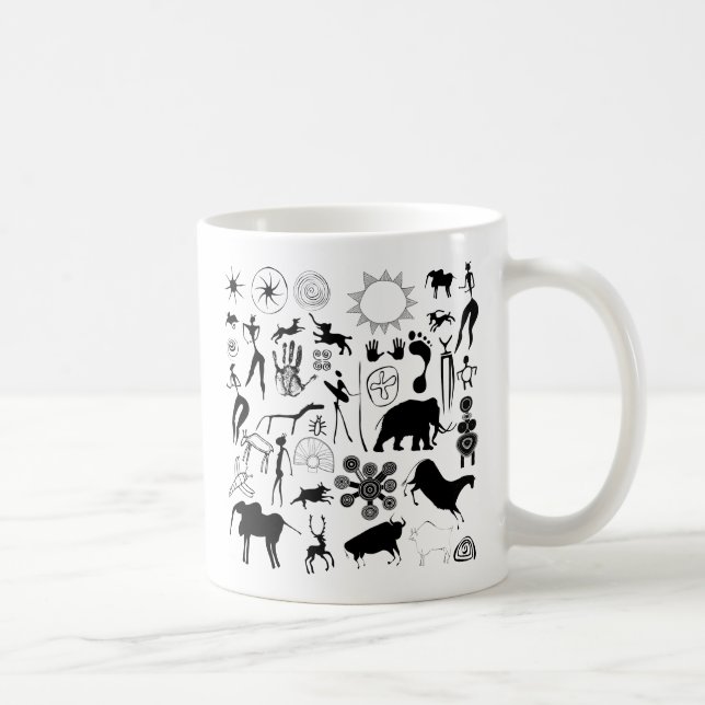 Caneca De Café Pinturas nas cavernas - arte primeva (Direita)
