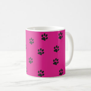 Caneca De Café Pinturas pretas de gato rosa