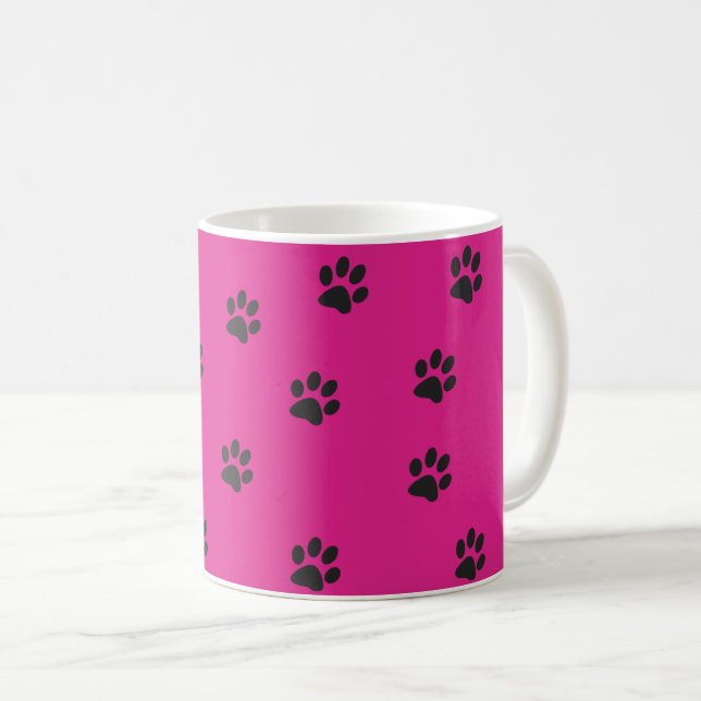 Caneca De Café Pinturas pretas de gato rosa (Frente Esquerda)
