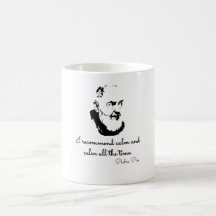 Caneca Padre Pio Fica Comigo Senhor Porcelana