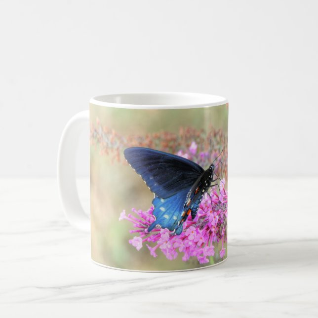 Caneca De Café Pipevine Swallowtail no Arbusto de Borboleta (Frente Esquerda)
