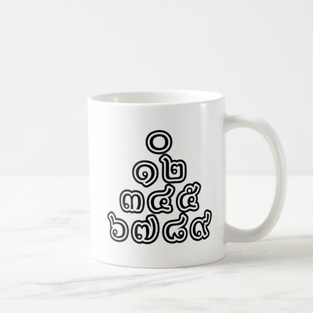 Caneca De Café Pirâmide de Números Tailandeses ♦ Escrita da Língu (Direita)