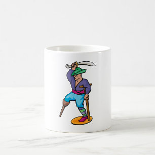 Caneca De Café Pirata com Perna de Pau e Espada