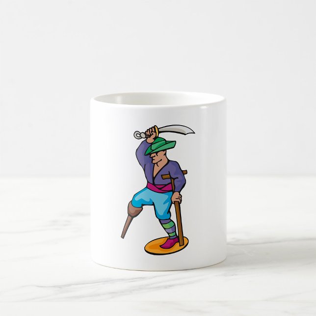 Caneca De Café Pirata com Perna de Pau e Espada (Criador carregado)