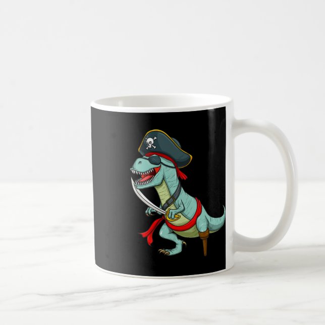 Caneca De Café Pirata Dinossauro T Rex Diversão Tyrannosaurus Hal (Direita)
