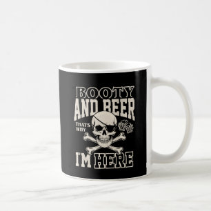 Caneca De Café Pirata Divertido Butim e Cerveja Caveira Ossos Cru