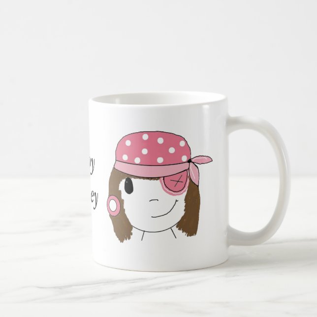 Caneca De Café Pirata Menina Rosa (Direita)