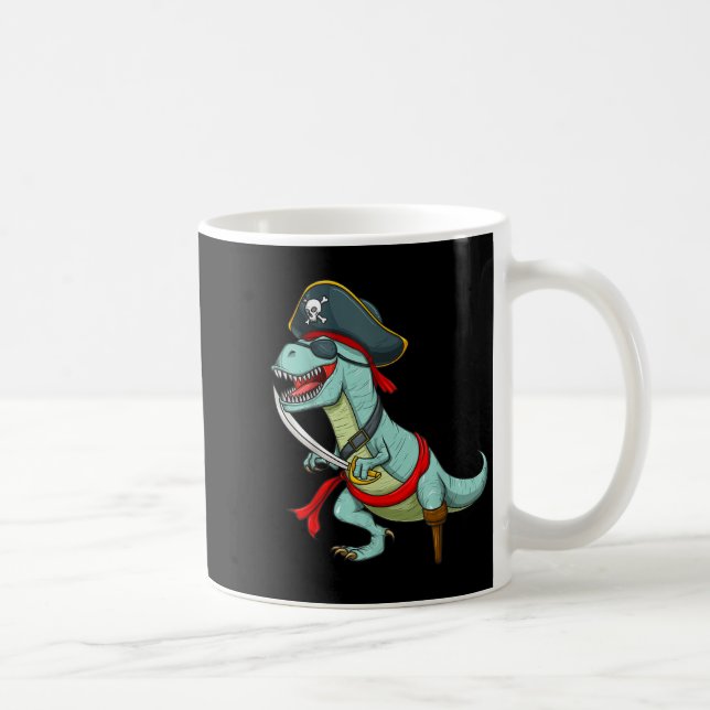 Caneca De Café Pirate Dinosaur T Rex Funny Tyrannosaurus Hallowee (Direita)