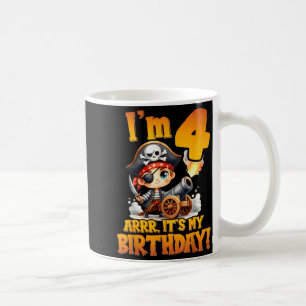 Caneca De Café Pirate Quarto Aniversário Estou com 4 Arrr É Meu A