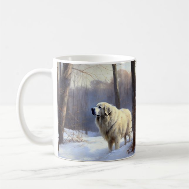 Caneca De Café Pirenéus excelentes Deixam-na nevar no Natal (Esquerda)