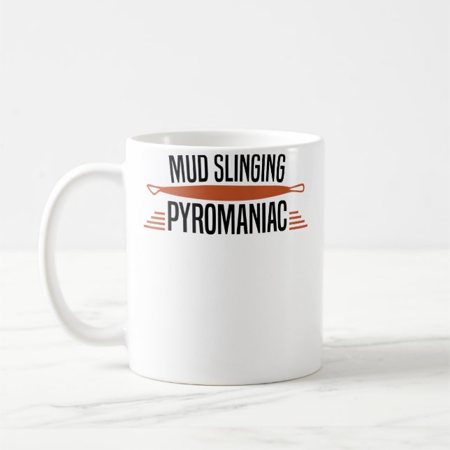 Caneca De Café Pirômano que Joga Lama - Cerâmica de Olaria (Esquerda)