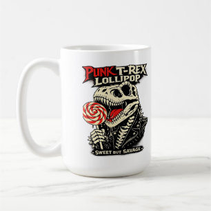 Caneca De Café Pirulito de T-Rex Punk - Doce, mas Selvagem