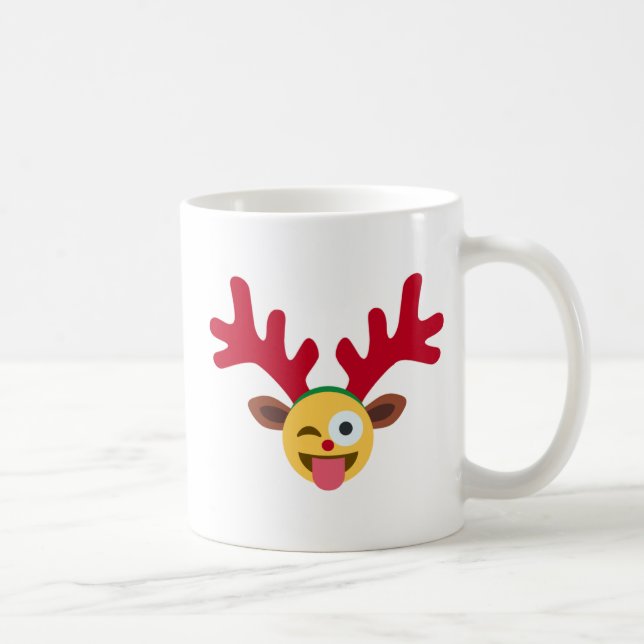 Caneca De Café piscar os olhos emoji de renas do xmas (Direita)