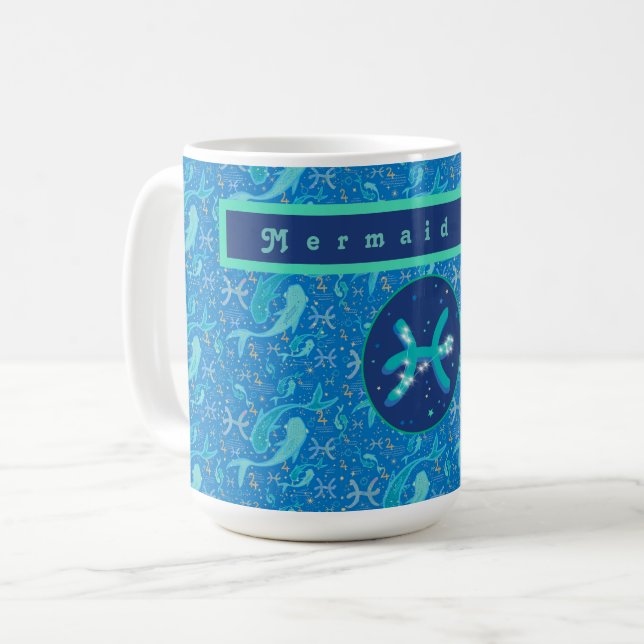 Caneca De Café Pisces Modern Personalized Coffee Mug (Frente Esquerda)