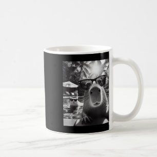 Caneca De Café Piscina De Nadação Funny Animal Capybara Selfie Co