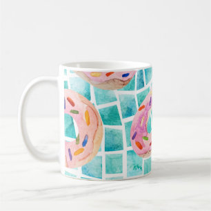 Caneca De Café Piscina de Verão flutua mosaico aquarela