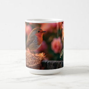 Caneca De Café Pisco europeu empoleirado em chapéu de palha no ja