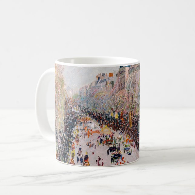 Caneca De Café Pissarro - Montmartre, Mardi Gras no Boulevard (Frente Esquerda)