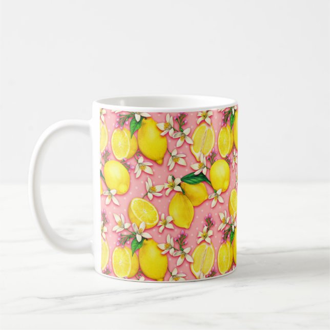 Caneca De Café Pista Rosa Pink-Flor-Limão (Esquerda)
