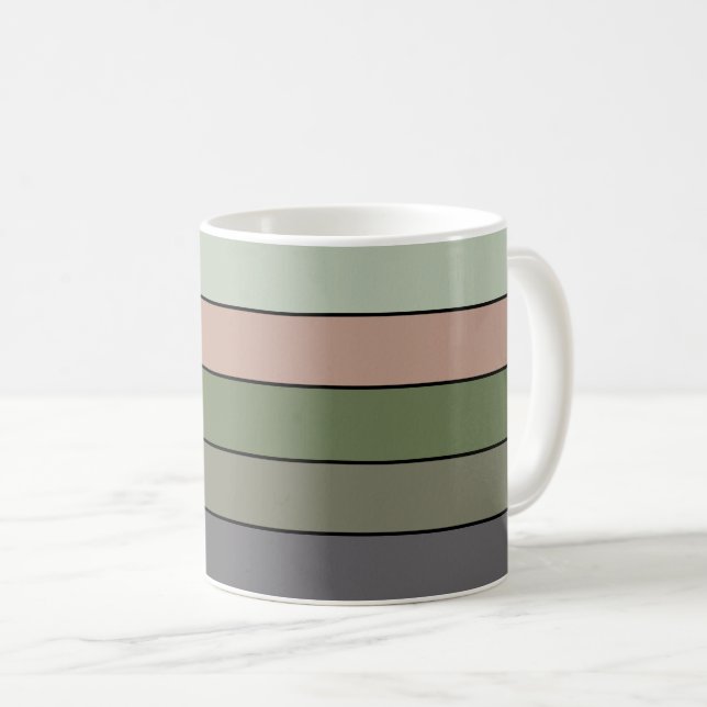 Caneca De Café Pistachio Nut Shell Green Peach Stripes (Frente Esquerda)