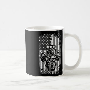 Caneca De Café Pistão de Carro Musculoso Vintage Bandeira America