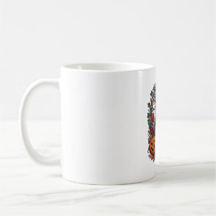 Caneca De Café Pitbull Azul Abóboras de Halloween Folhas de Outon
