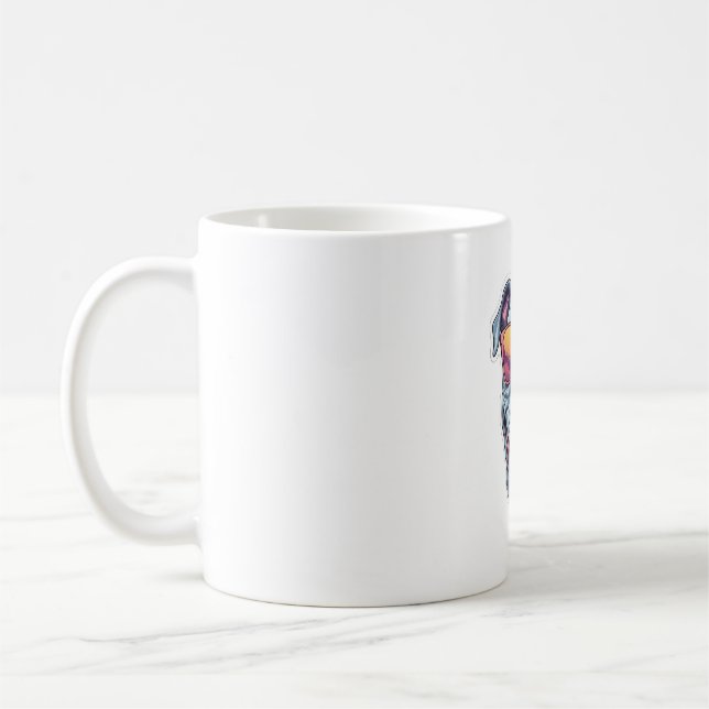 Caneca De Café Pitbull Azul Feliz Usando Óculos de Sol   (Esquerda)