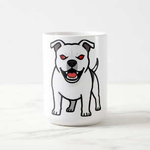 Caneca De Café Pitbull Branco Olhos Vermelhos Raivoso Presente de