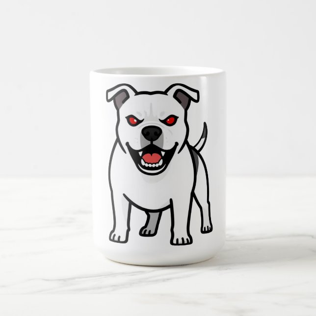 Caneca De Café Pitbull Branco Olhos Vermelhos Raivoso Presente de (Centro)