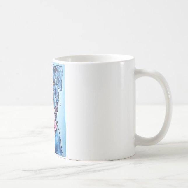 Caneca De Café Pitbull cheirado azul (Direita)