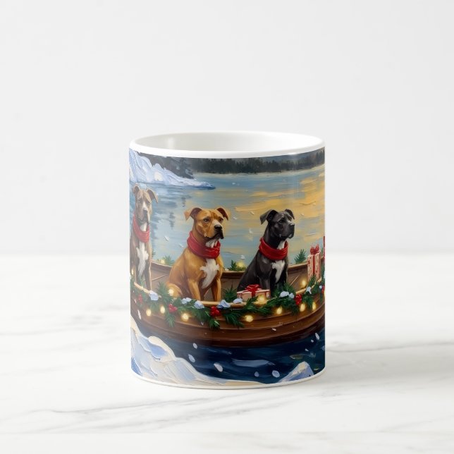 Caneca De Café Pitbull Christmas Boat Holiday (Centro)