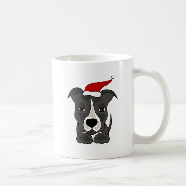 Caneca De Café Pitbull cinzento engraçado na arte do Natal do (Direita)