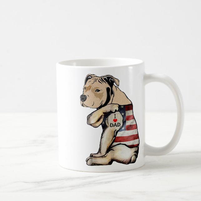 Caneca De Café Pitbull Eu Amo Pai Tatuagem Dia dos Pais  (Direita)