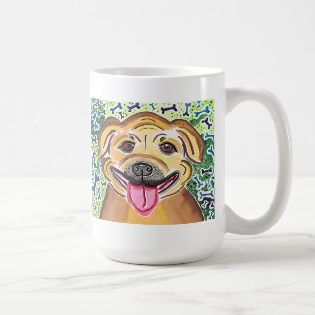 Caneca De Café Pitbull feliz (Direita)