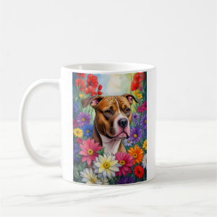 Caneca De Café Pitbull no Jardim Flor