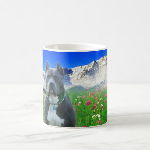 Caneca De Café Pitbull Terrier americano azul, pico dos piques