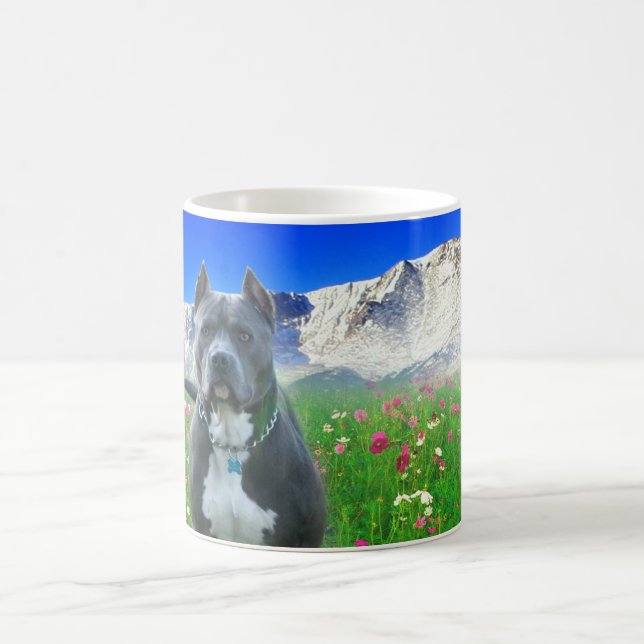 Caneca De Café Pitbull Terrier americano azul, pico dos piques (Centro)