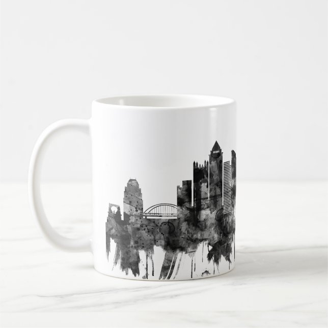 Caneca De Café Pittsburgh Pensilvânia Skyline BW (Esquerda)